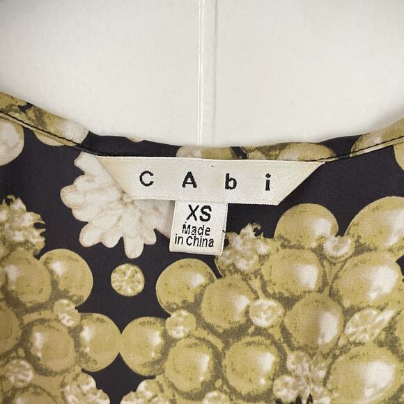 Cabi 100% Silk Babydoll Tank Top XS Baroque Chain Print Black Gold Y2K 2000s - Picture 10 of 10